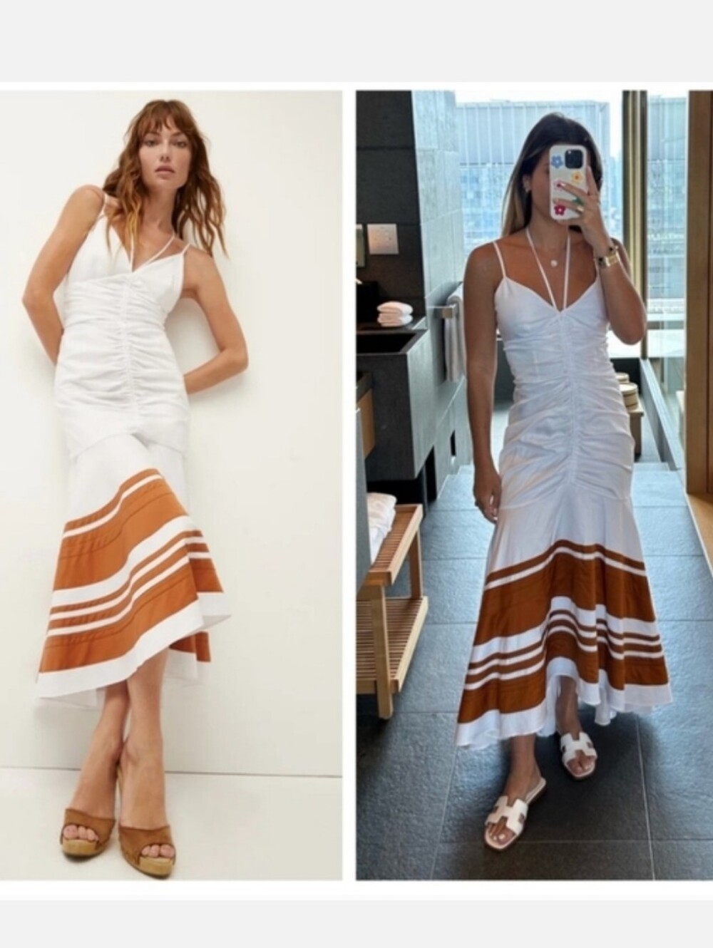 NWT Veronica Beard Fitz Halter Midi Dress White Golden Sand